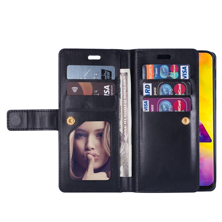 Multi-slot Wallet Zippered Leather Stand Case for Samsung Galaxy A30 - Black-7