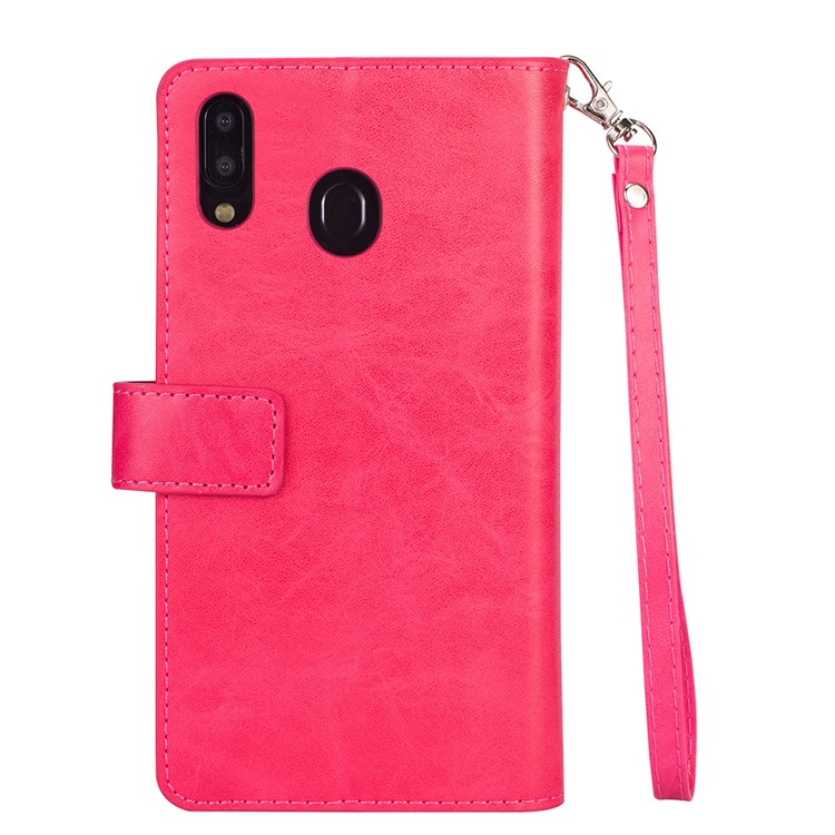 Multi-slot Wallet Zippered Leather Stand Case for Samsung Galaxy A30 - Rose-3