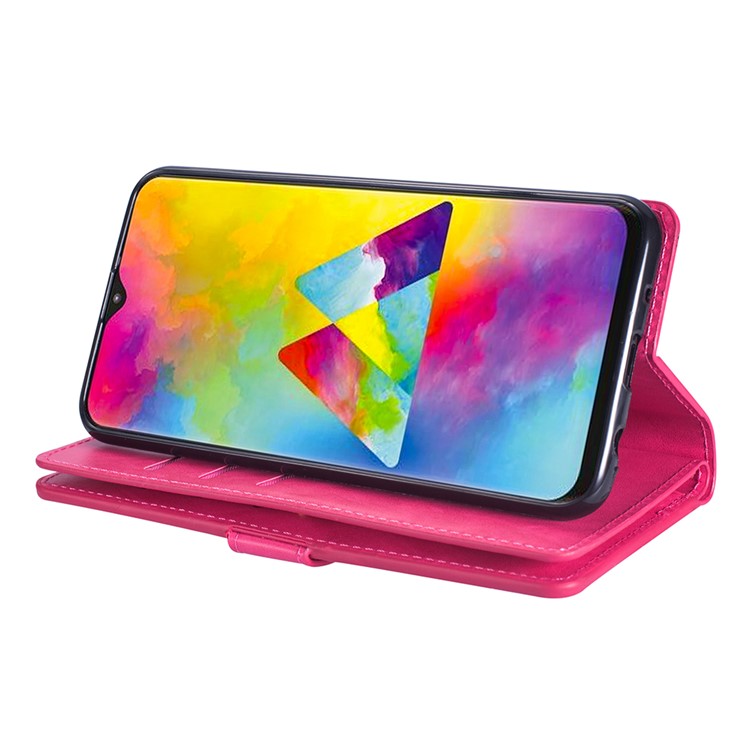 Multi-slot Wallet Zippered Leather Stand Case for Samsung Galaxy A30 - Rose-6