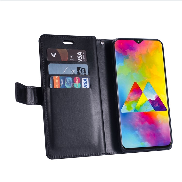 Multi-slot Wallet Zippered Leather Stand Case for Samsung Galaxy M20 - Black-5