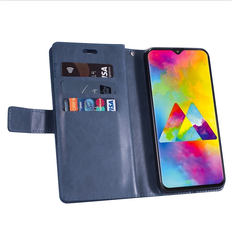 Multi-slot Wallet Zippered Leather Stand Case for Samsung Galaxy M20 - Dark Blue-5