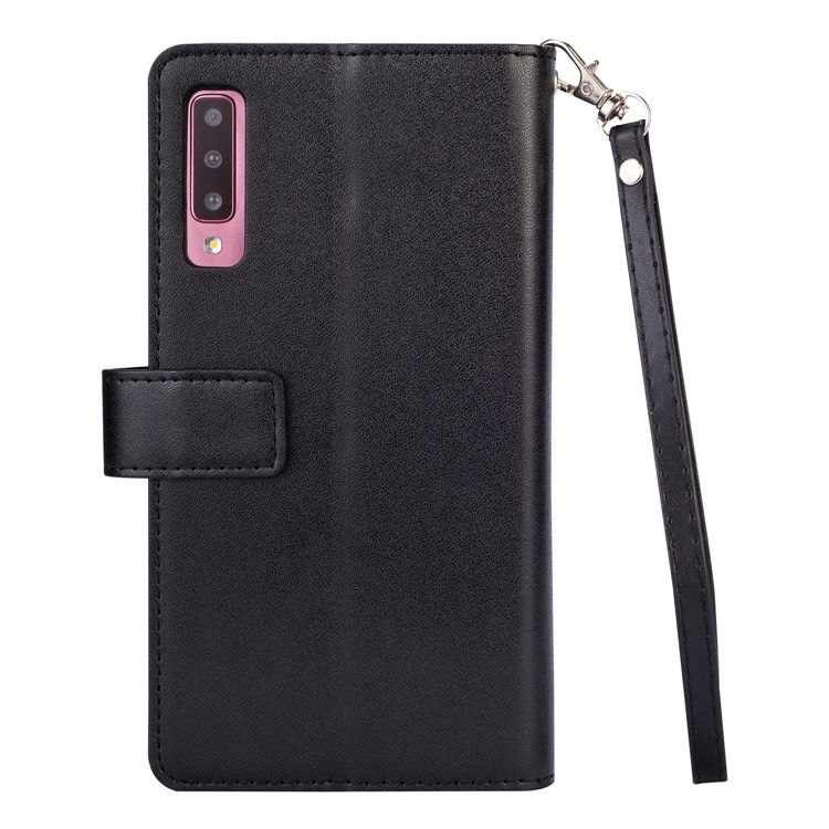 Multi-slot Wallet Zippered Leather Stand Case for Samsung Galaxy A70 - Black-3