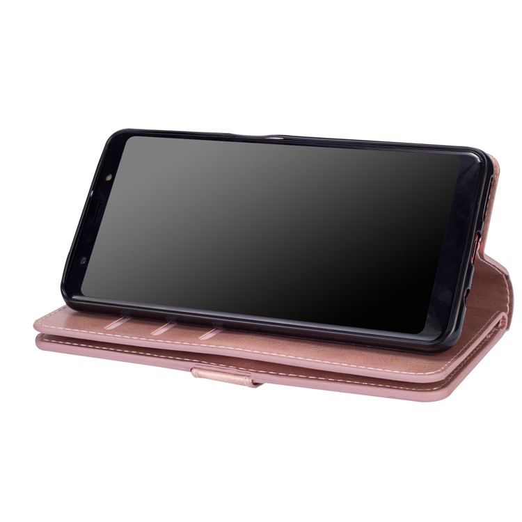 Multi-slot Wallet Zippered Leather Stand Case for Samsung Galaxy A70 - Pink-5