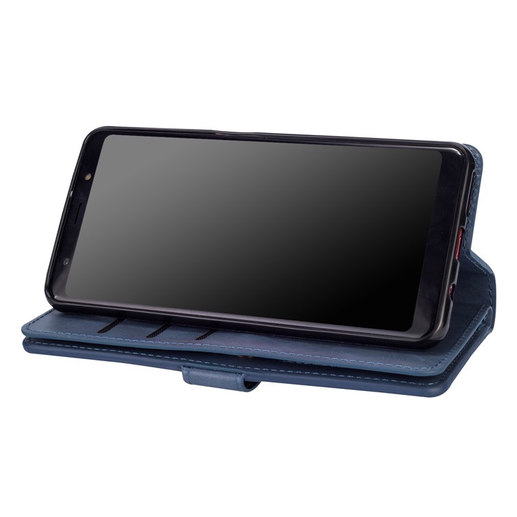Multi-slot Wallet Zippered Leather Stand Case for Samsung Galaxy A70 - Dark Blue-5