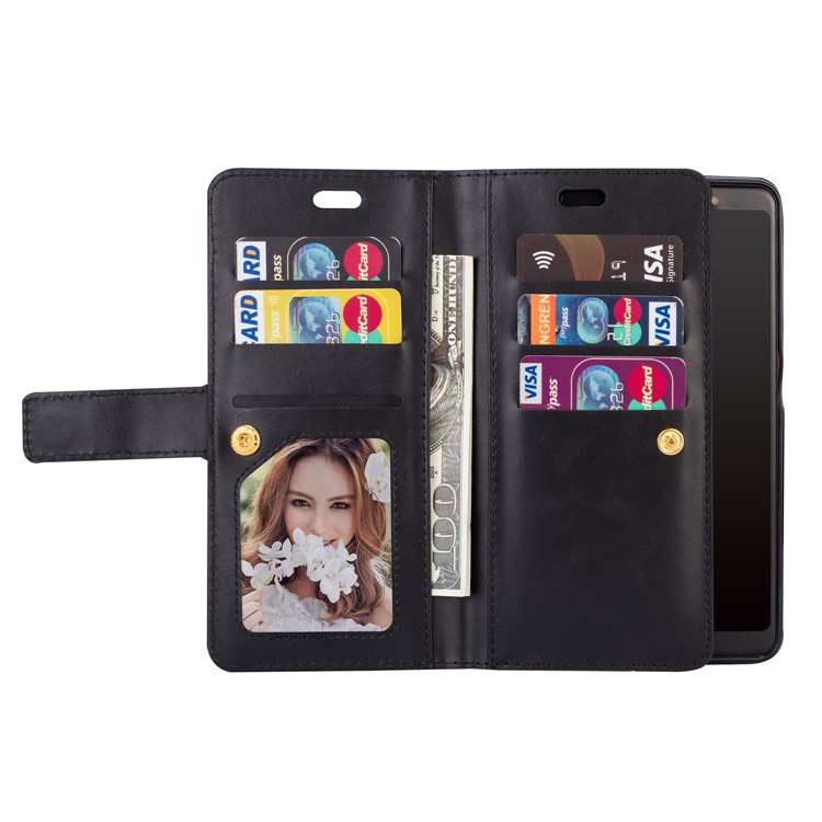 Multi-slot Wallet Zippered Leather Cover Stand Case for Samsung Galaxy A50 - Black-4