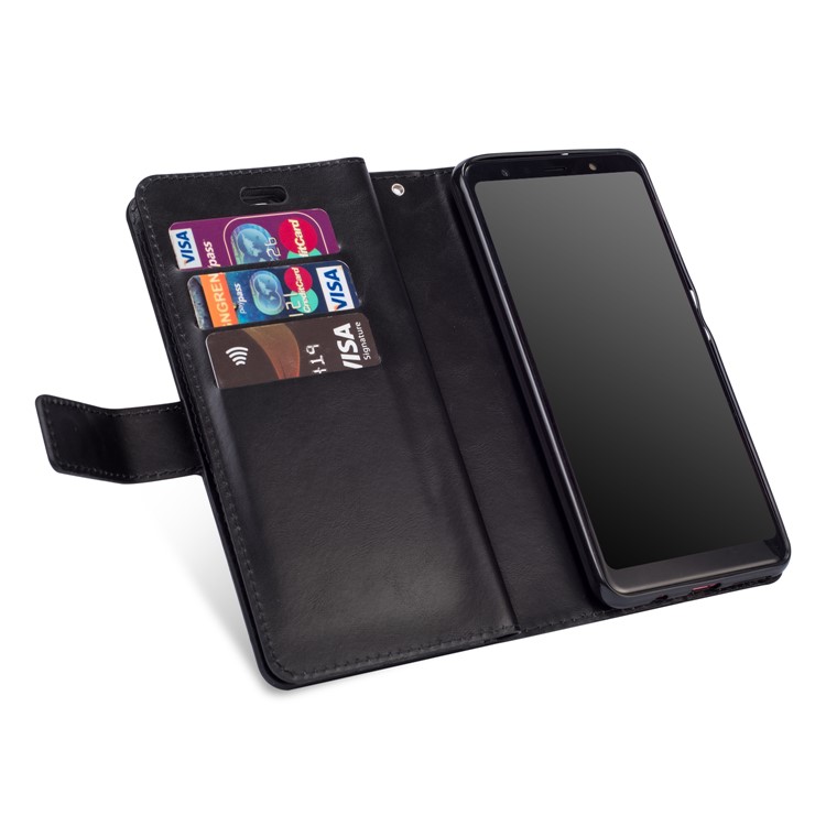 Multi-slot Wallet Zippered Leather Cover Stand Case for Samsung Galaxy A50 - Black-5