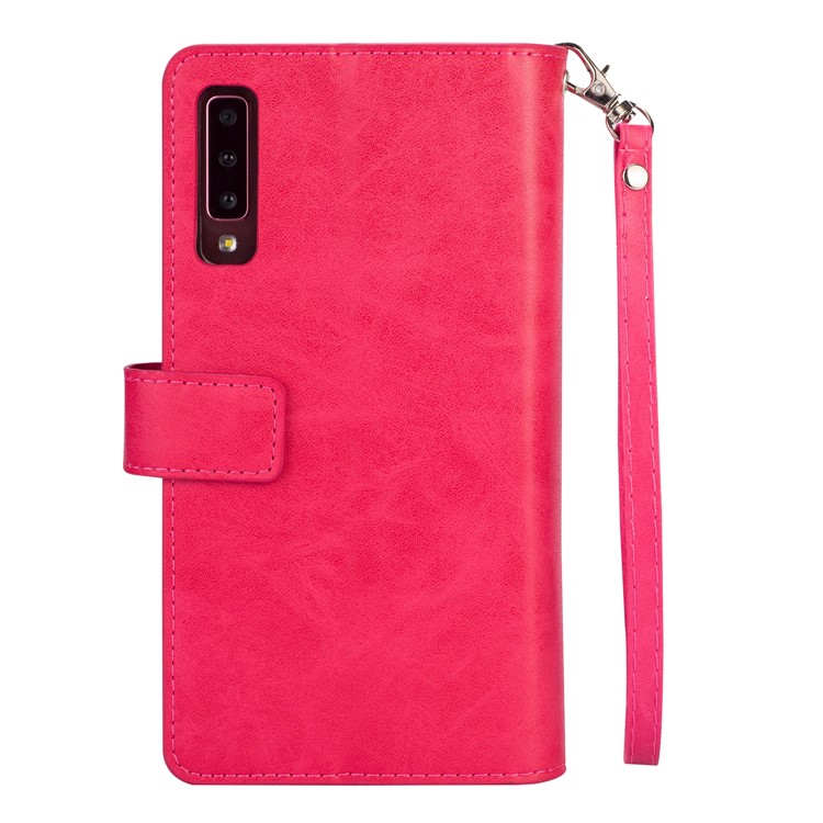 Multi-Slot Brieftasche Mit Reißverschluss Ledertasche Für Samsung Galaxy A50 - Rose-3