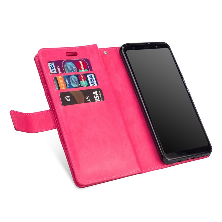 Multi-Slot Brieftasche Mit Reißverschluss Ledertasche Für Samsung Galaxy A50 - Rose-6