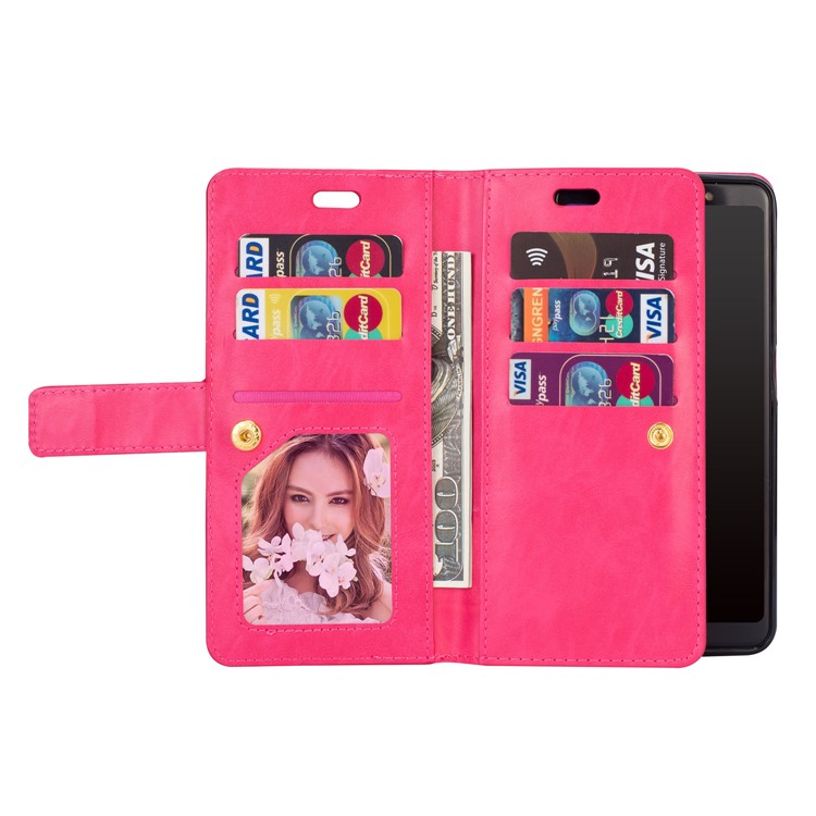 Multi-Slot Brieftasche Mit Reißverschluss Ledertasche Für Samsung Galaxy A50 - Rose-7