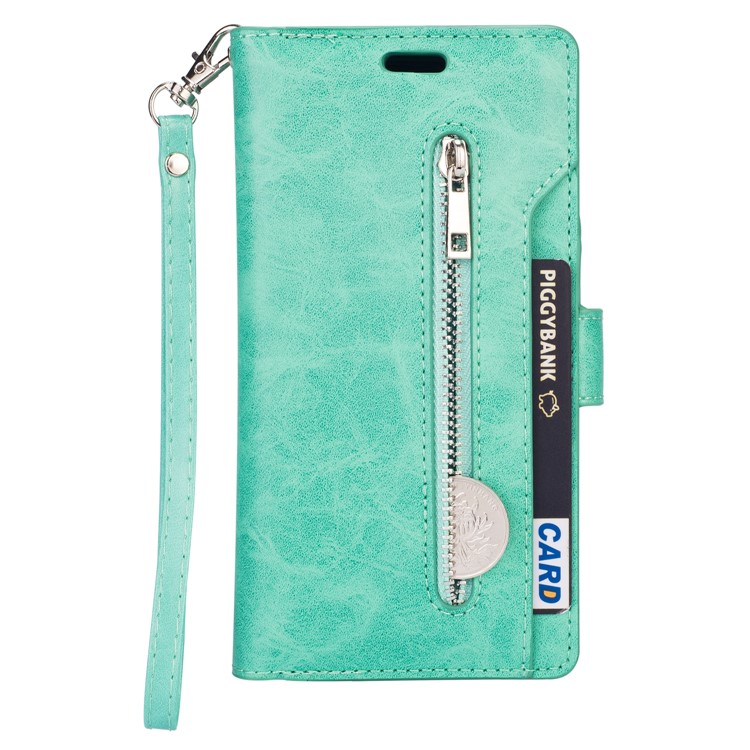 Multi-slot Wallet Zippered Leather Cover Stand Case for Samsung Galaxy A50/A50s/A30s - Green-2