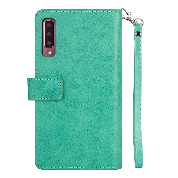 Multi-slot Wallet Zippered Leather Cover Stand Case for Samsung Galaxy A50/A50s/A30s - Green-3