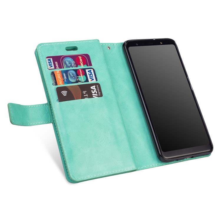 Multi-slot Wallet Zippered Leather Cover Stand Case for Samsung Galaxy A50/A50s/A30s - Green-5