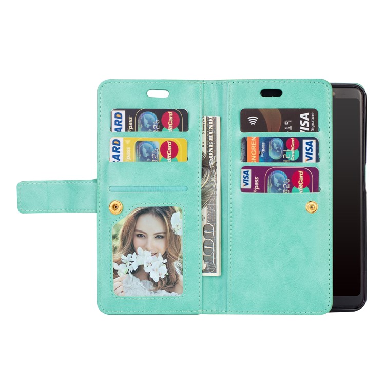 Multi-slot Wallet Zippered Leather Cover Stand Case for Samsung Galaxy A50/A50s/A30s - Green-6
