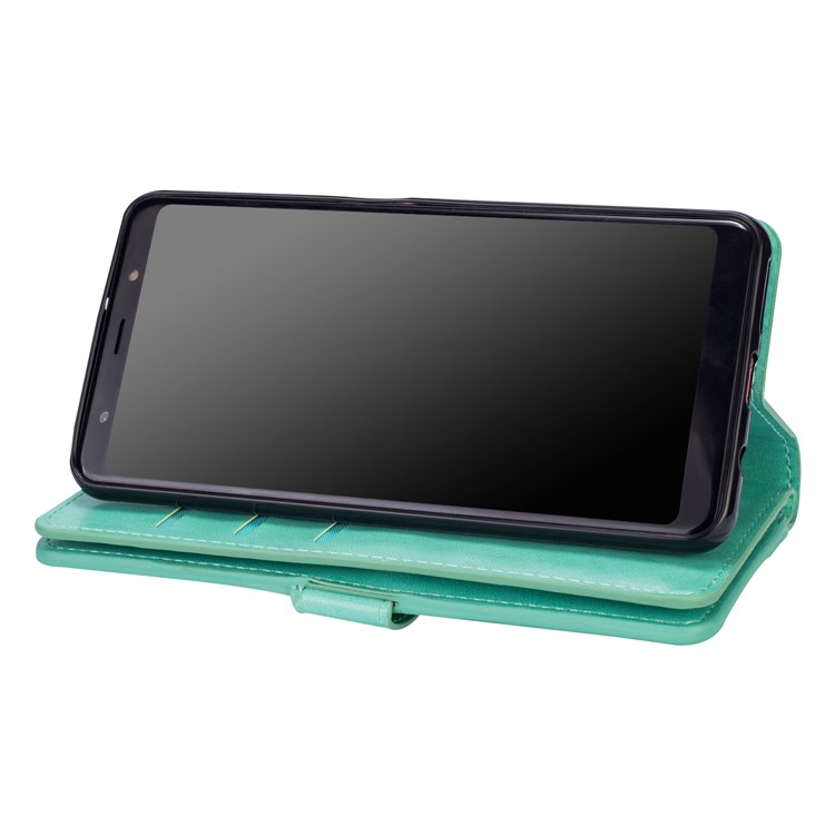 Multi-slot Wallet Zippered Leather Cover Stand Case for Samsung Galaxy A50/A50s/A30s - Green-7