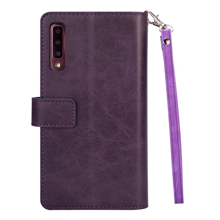 Multi-slot Wallet Zippered Leather Cover Stand Case for Samsung Galaxy A50/A50s/A30s - Purple-3