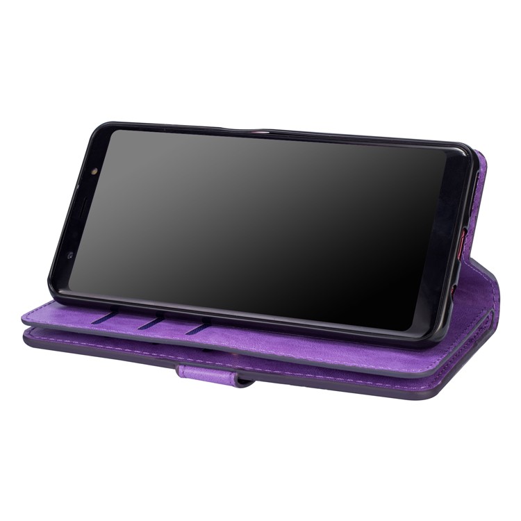 Multi-slot Wallet Zippered Leather Cover Stand Case for Samsung Galaxy A50/A50s/A30s - Purple-4
