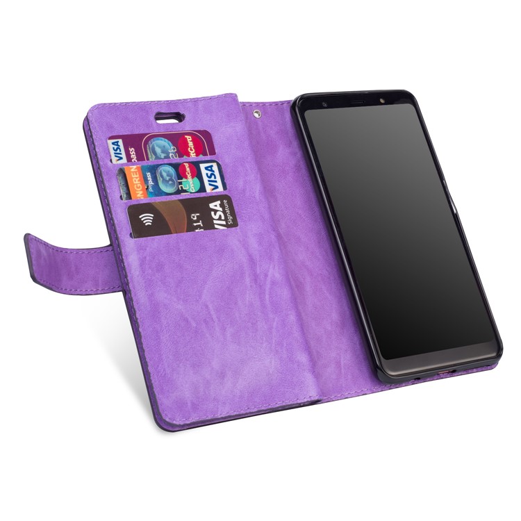 Multi-slot Wallet Zippered Leather Cover Stand Case for Samsung Galaxy A50/A50s/A30s - Purple-6