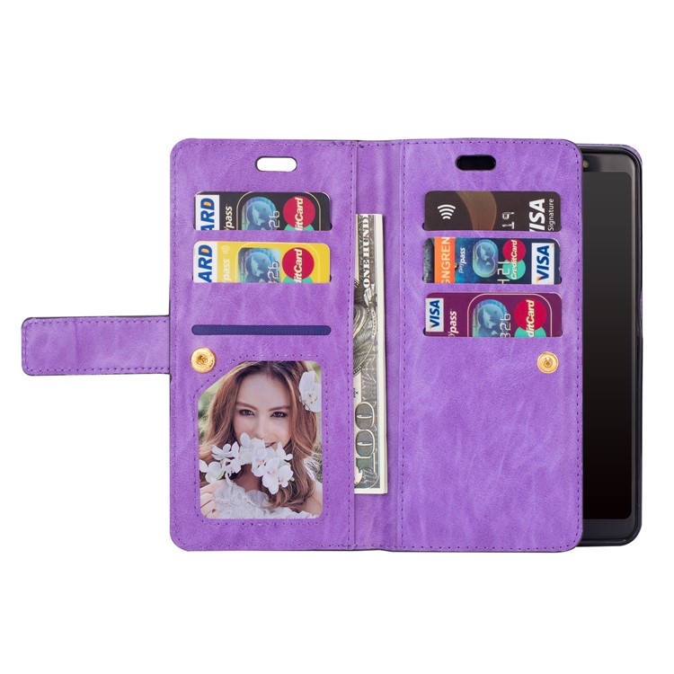 Multi-slot Wallet Zippered Leather Cover Stand Case for Samsung Galaxy A50/A50s/A30s - Purple-7