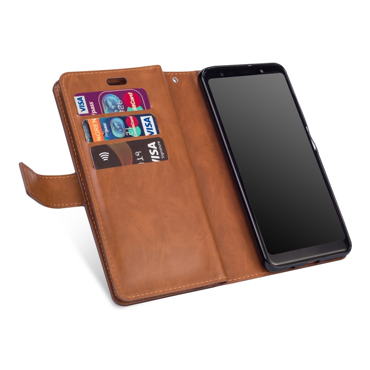 Multi-slot Wallet Zippered Leather Cover Stand Case for Samsung Galaxy A50/A50s/A30s - Brown-5