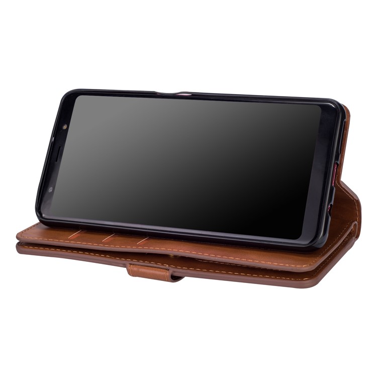 Multi-slot Wallet Zippered Leather Cover Stand Case for Samsung Galaxy A50/A50s/A30s - Brown-7