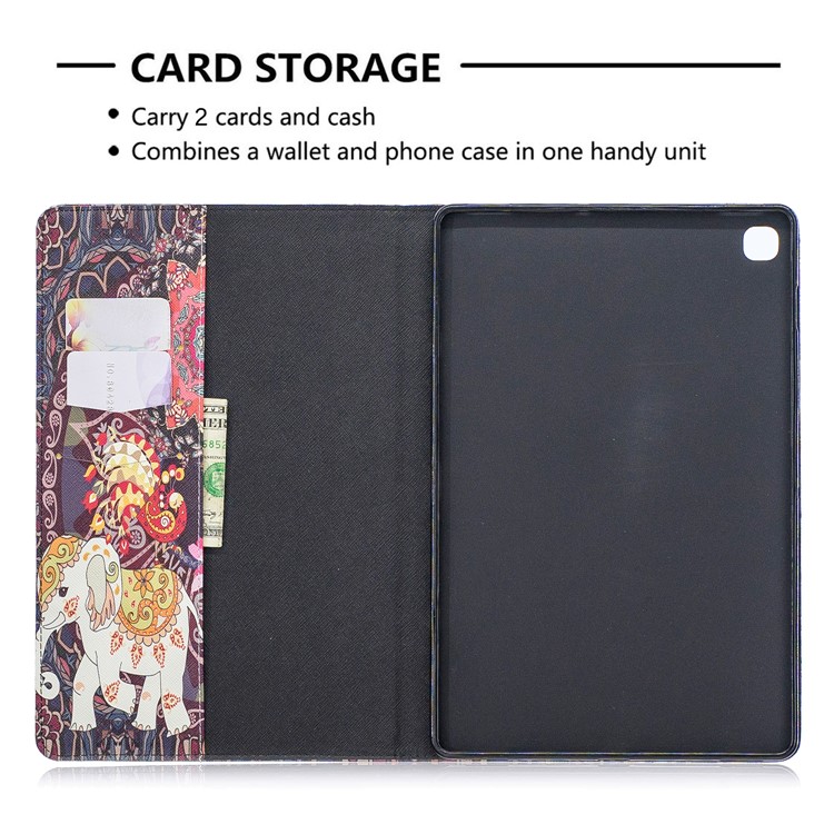 Pattern Printing Wallet Stand Leather Case for Samsung Galaxy Tab S5e SM-T720 - Tribal Elephant-6