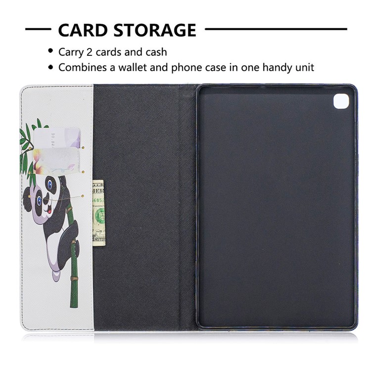 Pattern Printing Wallet Stand Leather Case for Samsung Galaxy Tab S5e SM-T720 - Panda Climbing Bamboo-6