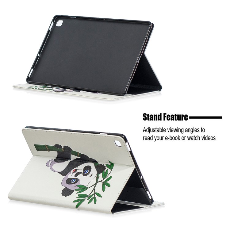 Pattern Printing Wallet Stand Leather Case for Samsung Galaxy Tab S5e SM-T720 - Panda Climbing Bamboo-7