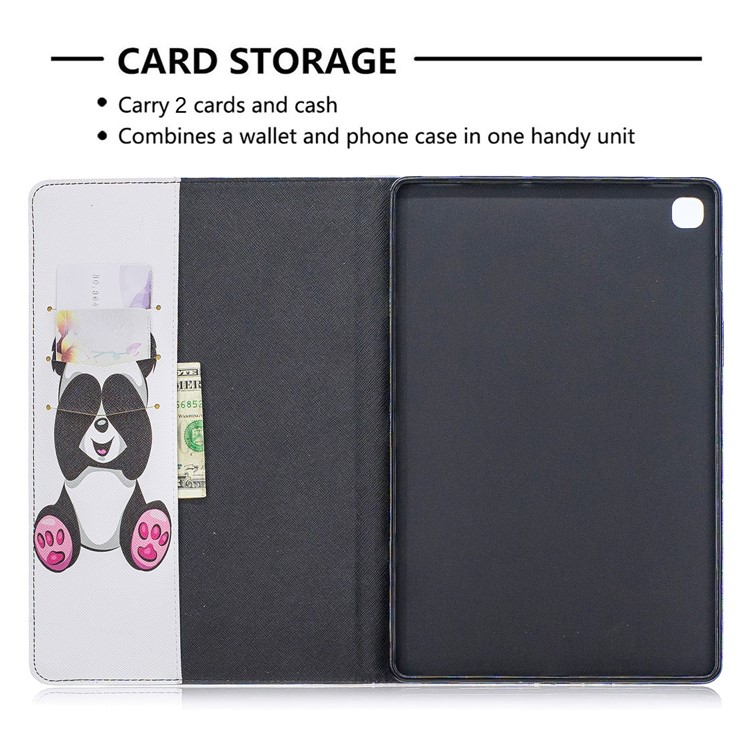 Pattern Printing Wallet Stand Leather Case for Samsung Galaxy Tab S5e SM-T720 - Adorable Panda-6