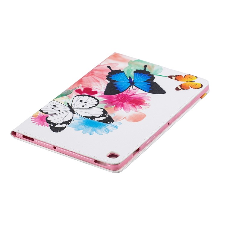 Pattern Printing Wallet Stand Leather Case for Samsung Galaxy Tab S5e SM-T720 - Butterfly and Flower-5
