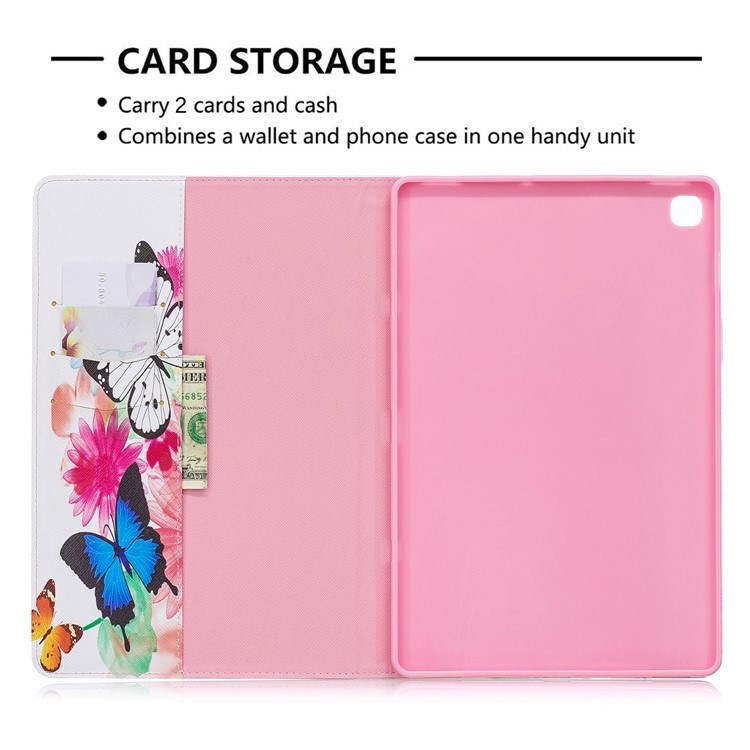 Pattern Printing Wallet Stand Leather Case for Samsung Galaxy Tab S5e SM-T720 - Butterfly and Flower-6