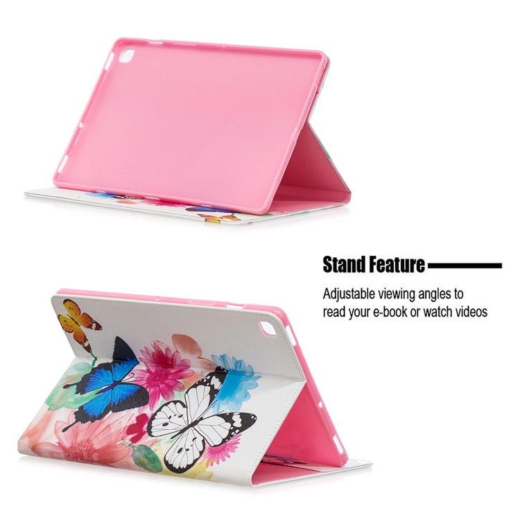 Pattern Printing Wallet Stand Leather Case for Samsung Galaxy Tab S5e SM-T720 - Butterfly and Flower-7