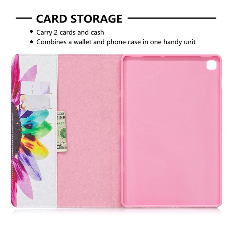 Pattern Printing Wallet Stand Leather Case for Samsung Galaxy Tab S5e SM-T720 - Colorful Petals-6