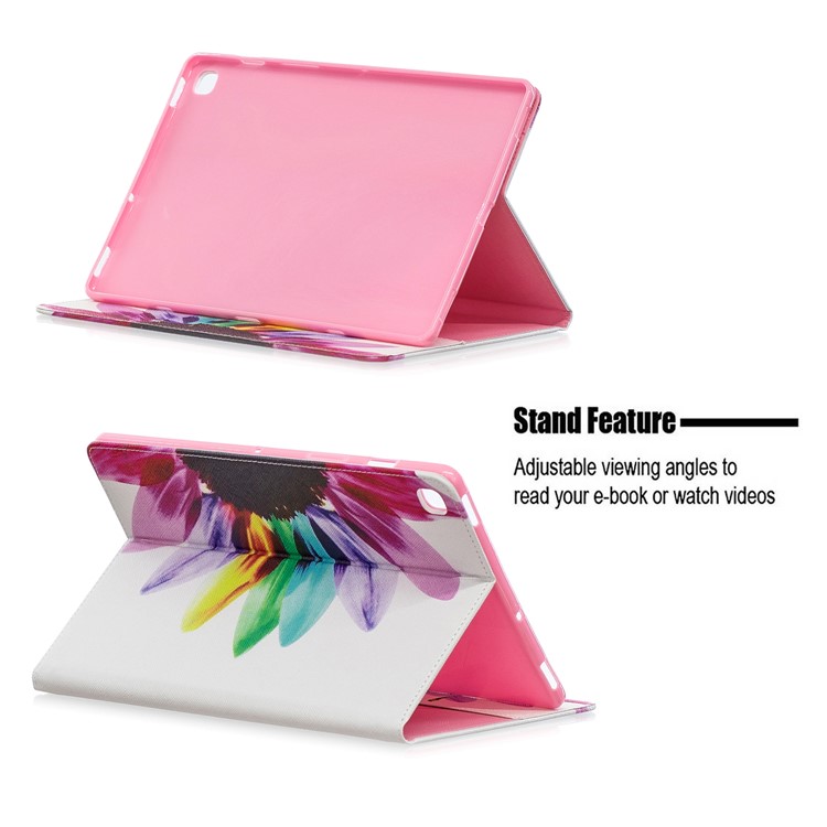 Pattern Printing Wallet Stand Leather Case for Samsung Galaxy Tab S5e SM-T720 - Colorful Petals-7