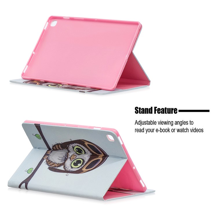 Pattern Printing Wallet Stand Leather Case for Samsung Galaxy Tab S5e SM-T720 - Cute Owl-7