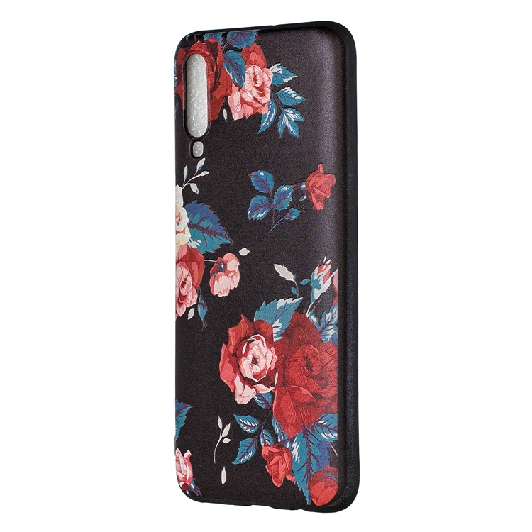Embossment Patterned TPU Case Accessory for Samsung Galaxy A70 - Roses-2