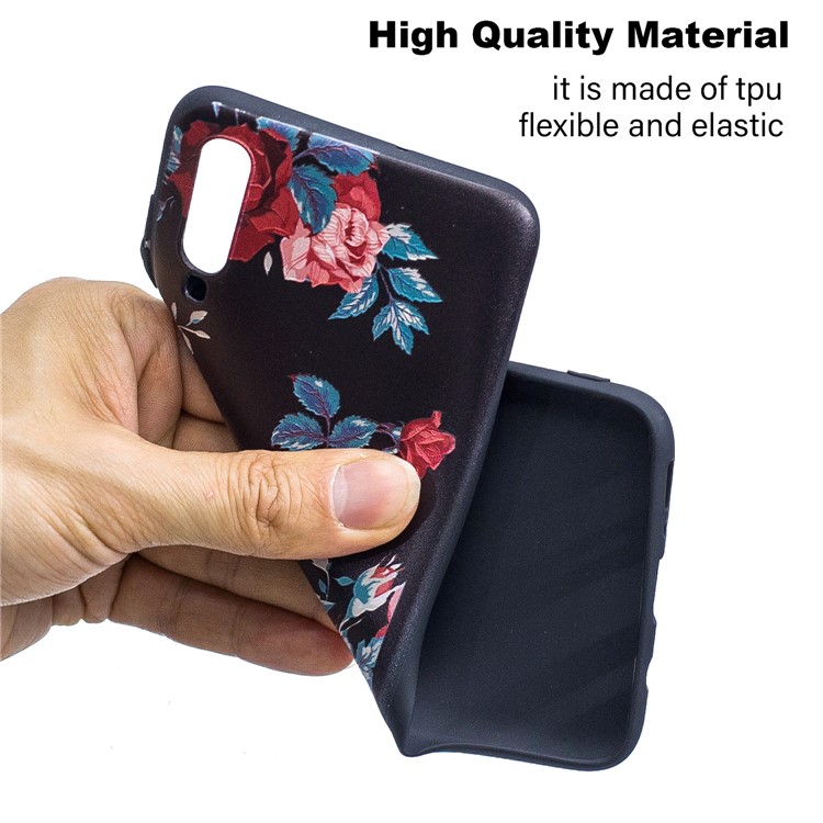 Embossment Patterned TPU Case Accessory for Samsung Galaxy A70 - Roses-5