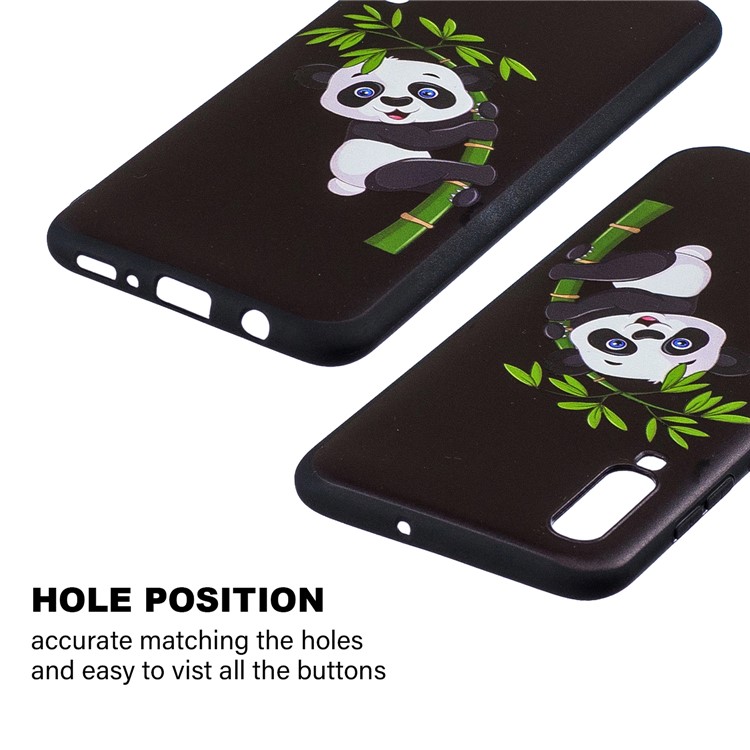Embossment Patterned TPU Case Accessory for Samsung Galaxy A70 - Panda Climbing on Bamboo-3