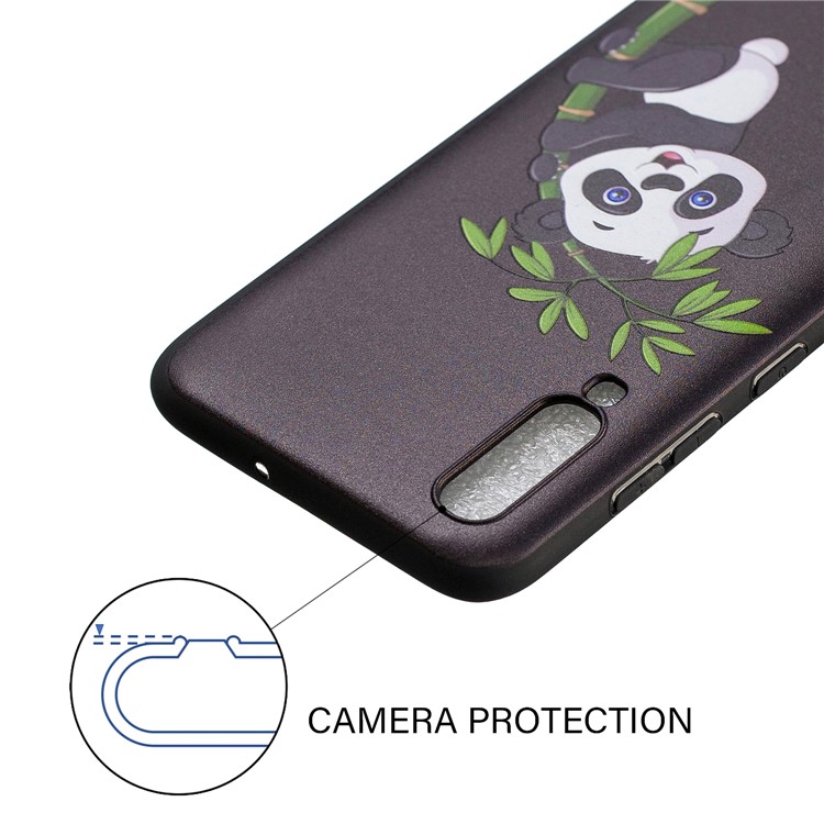 Embossment Patterned TPU Case Accessory for Samsung Galaxy A70 - Panda Climbing on Bamboo-4