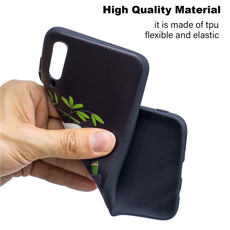 Embossment Patterned TPU Case Accessory for Samsung Galaxy A70 - Panda Climbing on Bamboo-5