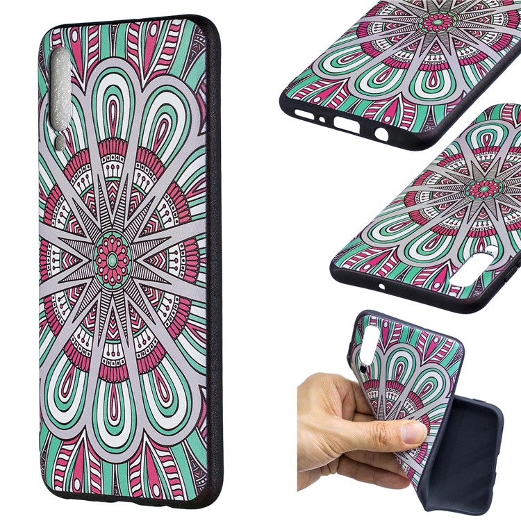 Embossment Patterned TPU Case Accessory for Samsung Galaxy A70 - Abstract Floral-1