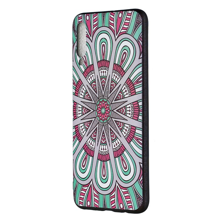 Embossment Patterned TPU Case Accessory for Samsung Galaxy A70 - Abstract Floral-2
