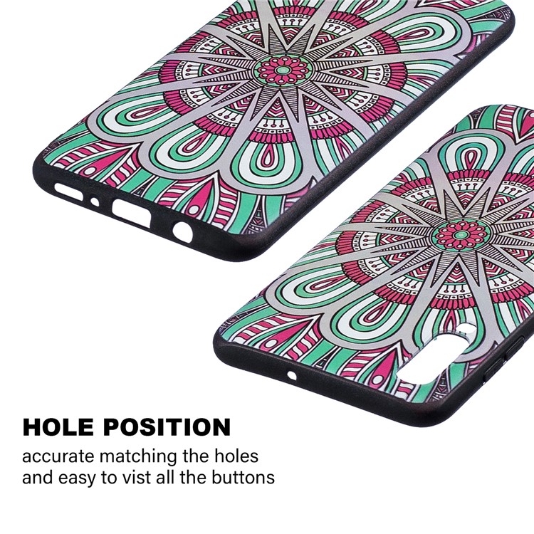 Embossment Patterned TPU Case Accessory for Samsung Galaxy A70 - Abstract Floral-3