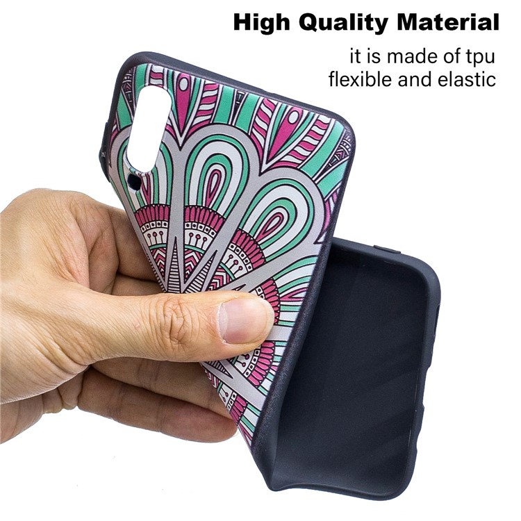 Embossment Patterned TPU Case Accessory for Samsung Galaxy A70 - Abstract Floral-5