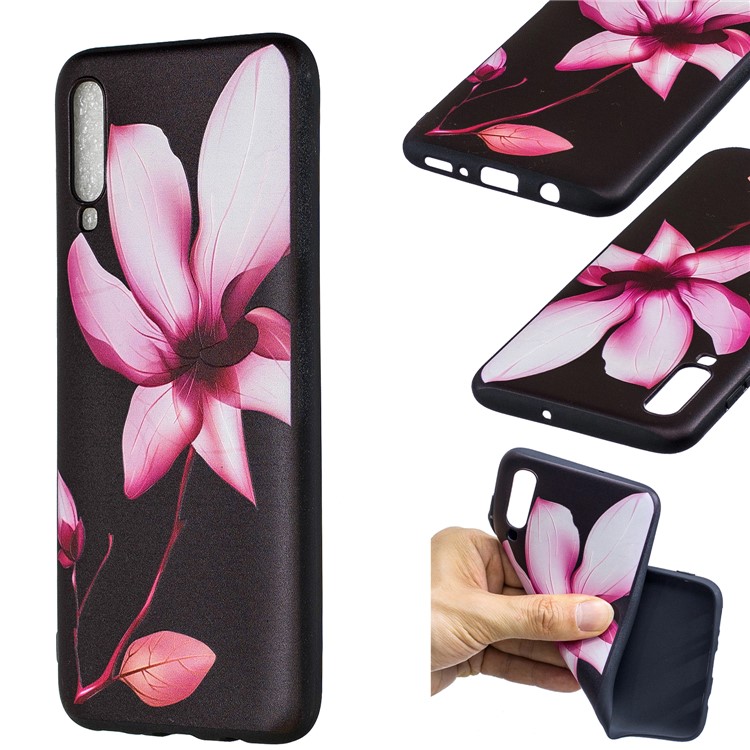 Embossment Patterned TPU Case Accessory for Samsung Galaxy A70 - Pretty Flower-1