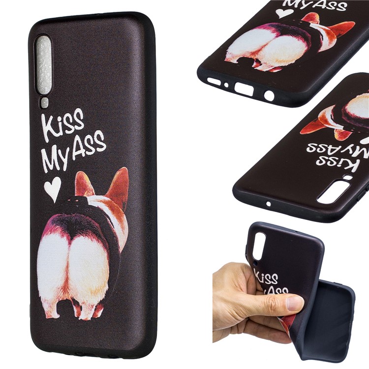 Embossment Patterned TPU Case Accessory for Samsung Galaxy A70 - Kiss My Ass-1