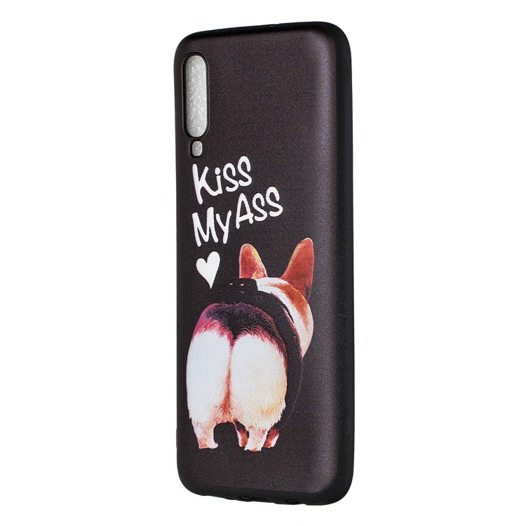 Embossment Patterned TPU Case Accessory for Samsung Galaxy A70 - Kiss My Ass-2