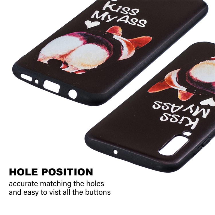Embossment Patterned TPU Case Accessory for Samsung Galaxy A70 - Kiss My Ass-3