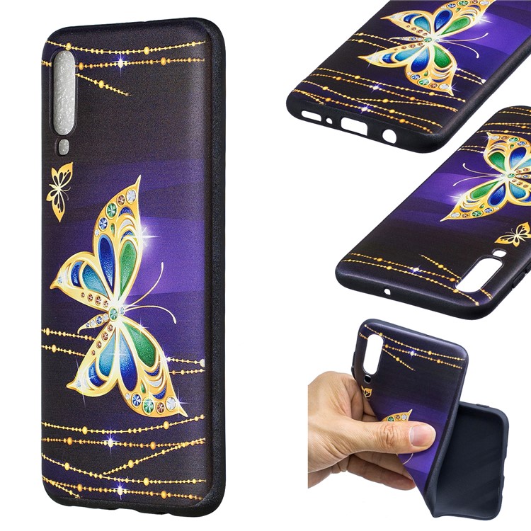 Embossment Patterned TPU Case Accessory for Samsung Galaxy A70 - Diamante Butterfly-1