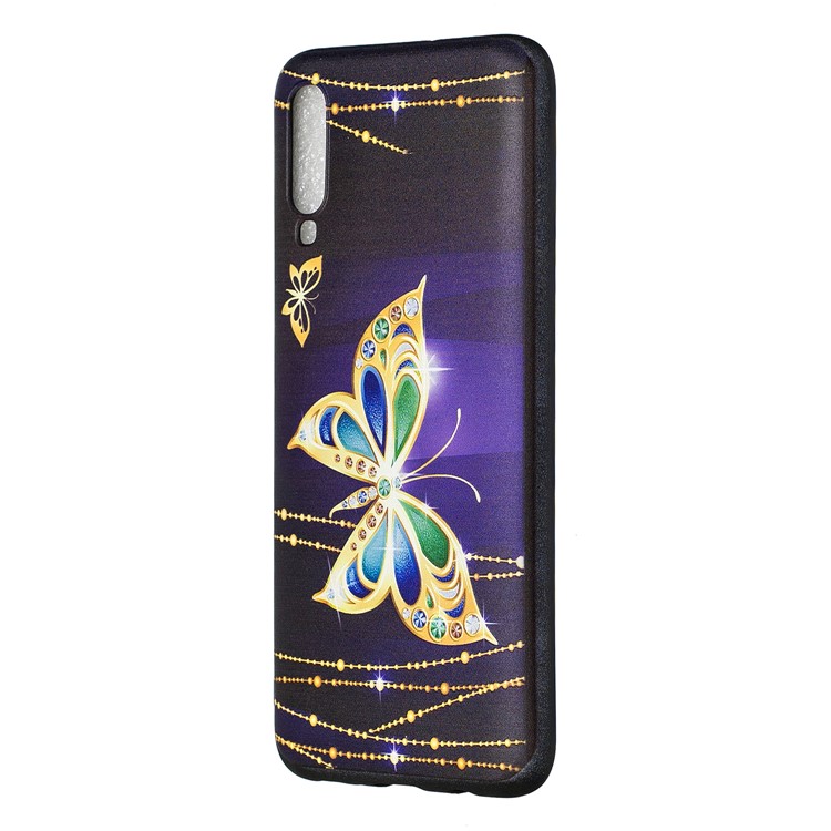 Embossment Patterned TPU Case Accessory for Samsung Galaxy A70 - Diamante Butterfly-2