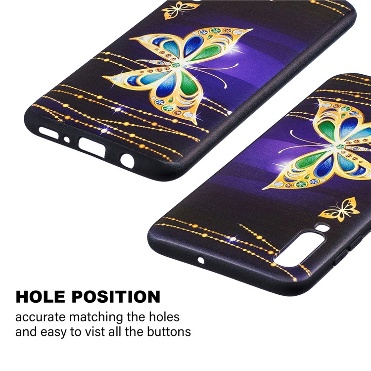 Embossment Patterned TPU Case Accessory for Samsung Galaxy A70 - Diamante Butterfly-3